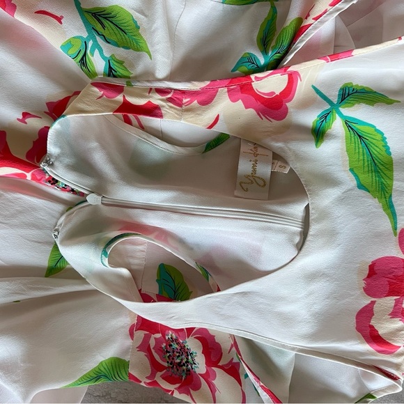 Yumi Kim White Rosebud Floral Happy Hour Silk Flare Dress Size S - Picture 10 of 14